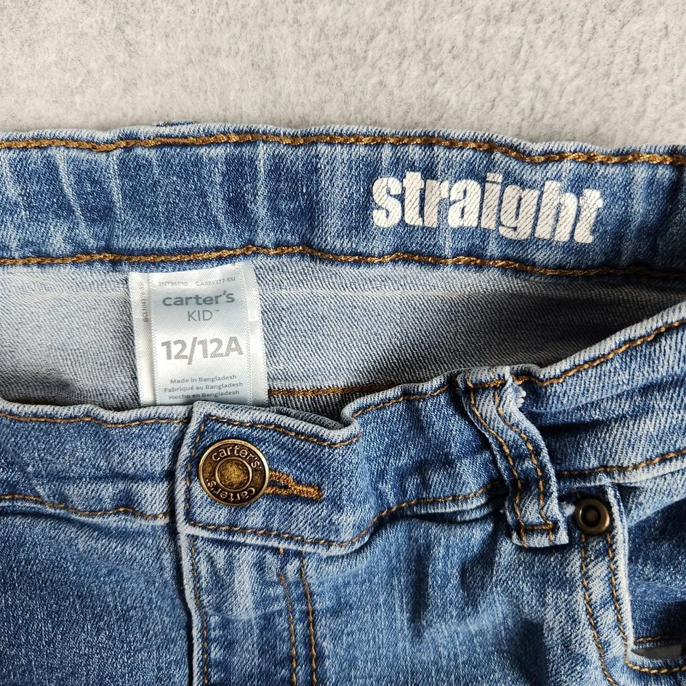 Carter's Jeans Boys 12/12A Blue Denim Faded‎ Stretch Medium Wash Straight Leg